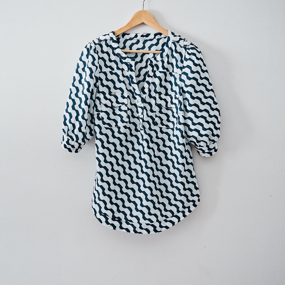 Navy and White Stripe Blouse